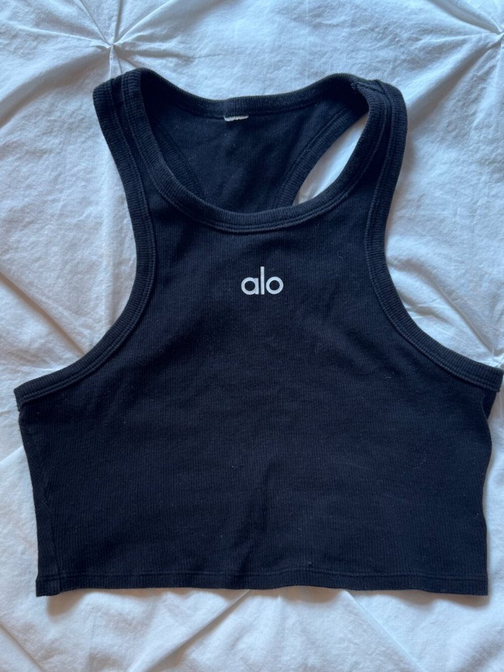 Alo Yoga Ribbed Racerback Crop Tank — Black — XS